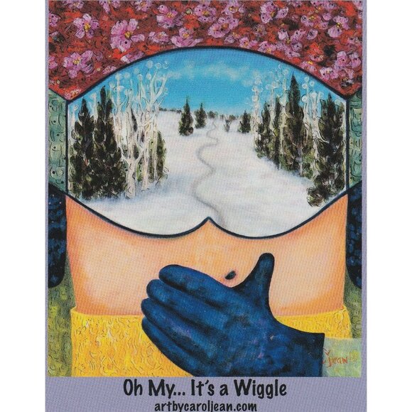 Oh My Its A Wiggle Art Print 4x5 Card Steamboat Springs Co Skiing Carol Jean - Picture 1 of 2